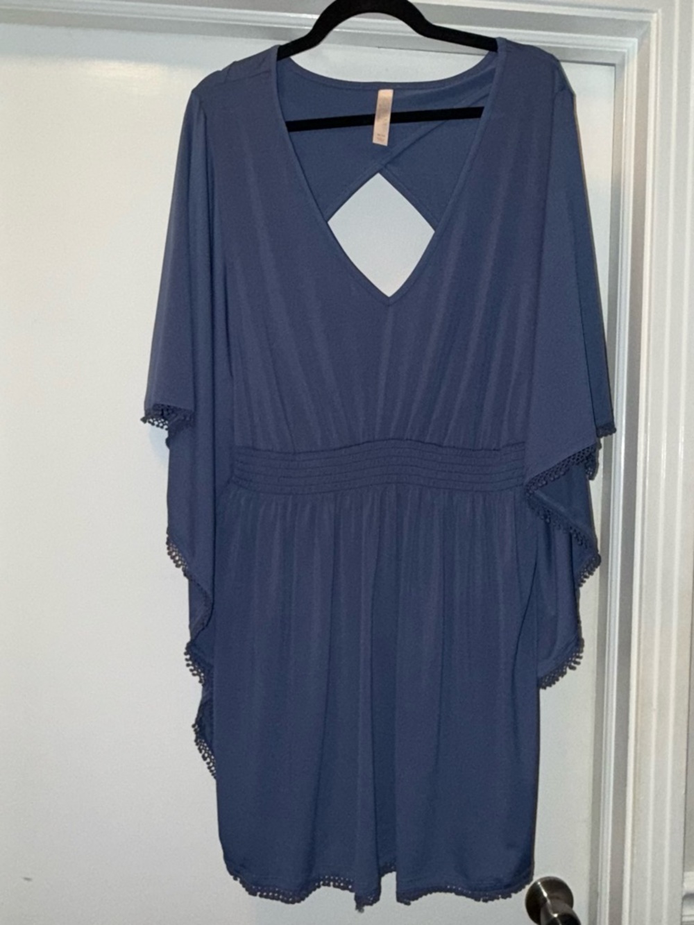 Lane Bryant Blue V-Neck Keyhole Swim Coverup